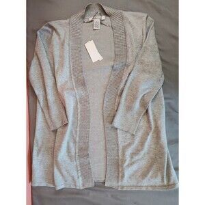 Women's Grace Three Quarter Sleeve Open Front Long Cardigan Gray Small